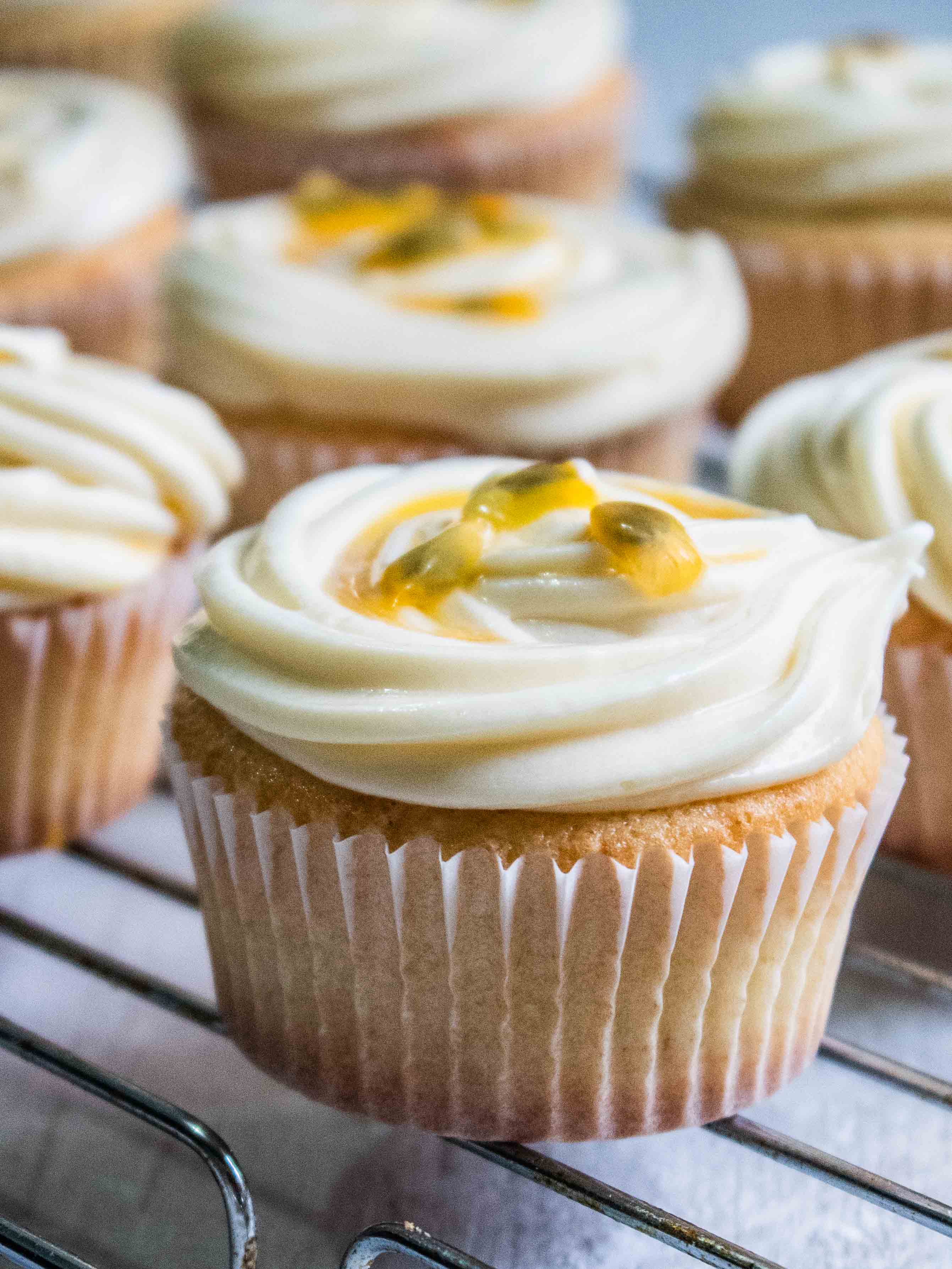 Gluten Free Passion Fruit Cupcakes with Cream Cheese Frosting